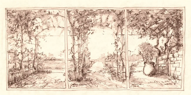 Disegno del Trittico di Roberto Cau