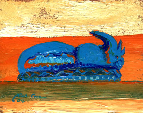Museo EPDO Oristano - Scarabeo rinoceronte azzurro - Dipinto di Roberto Cau